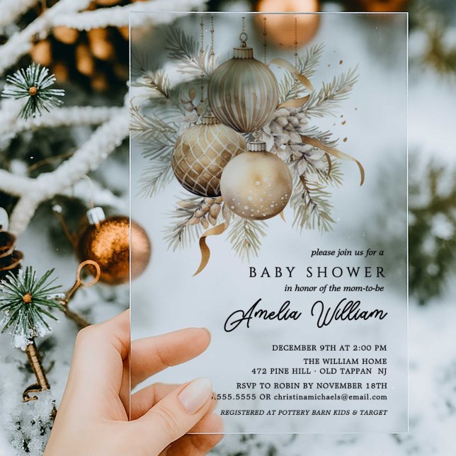 Invitaciones Acrílicas Baby Shower acrílico de vacaciones con ornamento d (Subido por el creador)