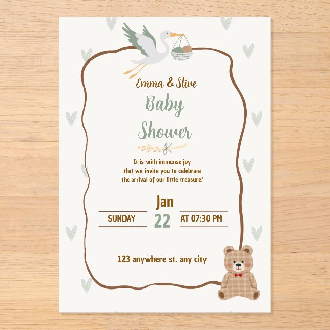 Invitaciones Acrílicas Baby shower - baby boy or gris Invitation (Anverso)