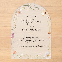 Invitaciones Acrílicas Baby Shower Boho de Flores