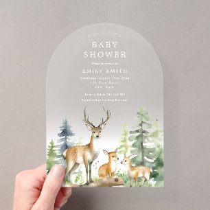 Invitaciones Acrílicas Baby Shower Bosque Maderero