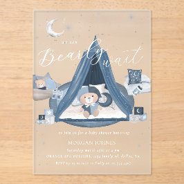 Invitaciones Acrílicas Baby Shower Celestial Cute Bearly Wait