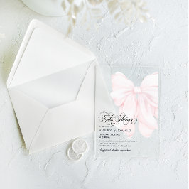 Invitaciones Acrílicas Baby Shower Chica elegante y moderno de color rosa
