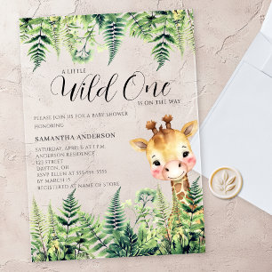 Invitaciones Acrílicas Baby Shower de género neutral 'Wild One jirafa'