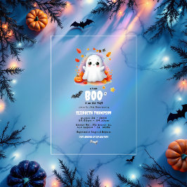 Invitaciones Acrílicas Baby Shower de Halloween "Un pequeño boo está en c