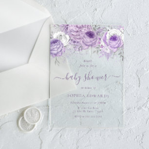 Invitaciones Acrílicas Baby Shower de Lavanda Encantada