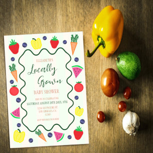 Invitaciones Acrílicas Baby Shower de Mercado de Granjero de Crecimiento 