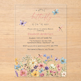 Invitaciones Acrílicas Baby Shower de Wilflower Butterfly Garden