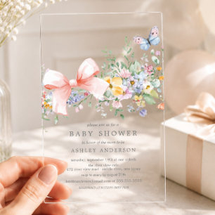 Invitaciones Acrílicas Baby Shower Delicate Wildflowers