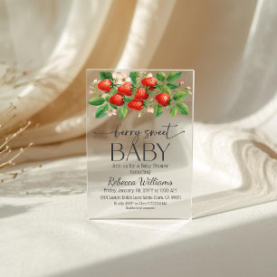 Invitaciones Acrílicas Baby Shower Dulce Fresa Rústica Mercado