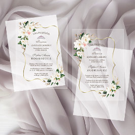 Invitaciones Acrílicas Baby Shower español de Magnolia blanca