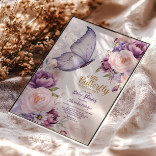 Invitaciones Acrílicas Baby Shower Floral Lavanda Caprichosa