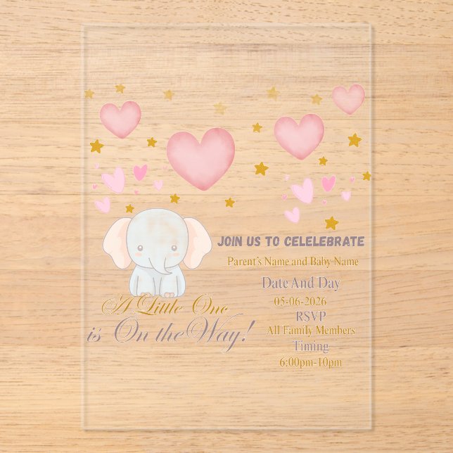 Invitaciones Acrílicas Baby Shower Invitation (Anverso)