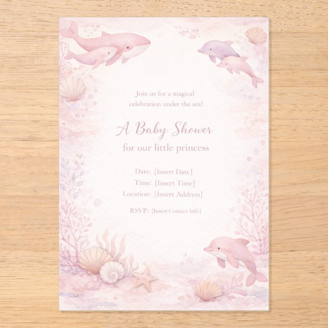 Invitaciones Acrílicas baby shower invitation baby shower girl pink baby  (Anverso)