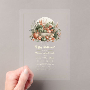 Invitaciones Acrílicas Baby Shower Mercado de Granjeros Elegantes