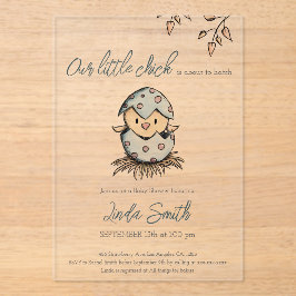 Invitaciones Acrílicas Baby Shower Neutral de Pájaro Acuarela Adorable