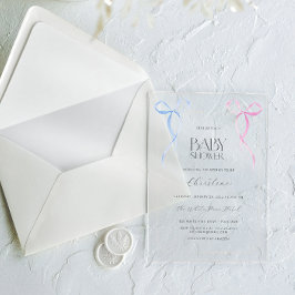 Invitaciones Acrílicas Baby Shower neutro de color azul rosado