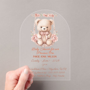 Invitaciones Acrílicas Baby Shower para preciosa niña bebé