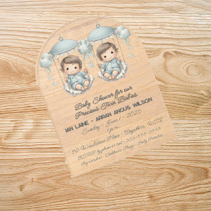 Invitaciones Acrílicas Baby Shower para preciosos bebés gemelos