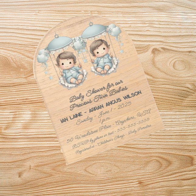 Invitaciones Acrílicas Baby Shower para preciosos bebés gemelos (Subido por el creador)
