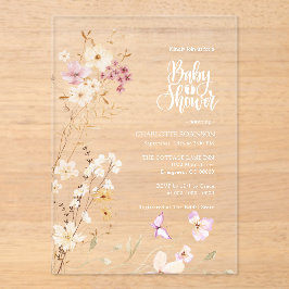 Invitaciones Acrílicas Baby Shower Wildflower