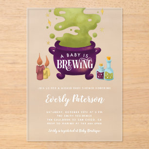 Invitaciones Acrílicas Baby Shower Witch's Brew Halloween