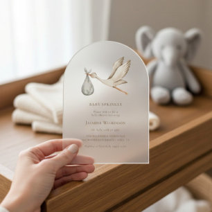 Invitaciones Acrílicas Baby sprinkle minimal acuarela baby shower