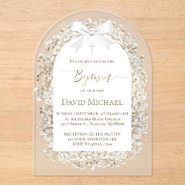 Invitaciones Acrílicas Baby's breath Baptism boy Acrylic Invitation