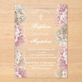 Invitaciones Acrílicas Baby's Breath flowers | baby girl Baptism