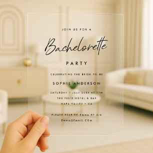 Invitaciones Acrílicas Bachelorette Fiesta Minimalista moderno