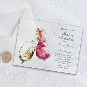 Invitaciones Acrílicas Baile de vino tinto y blanco Celebración de boda