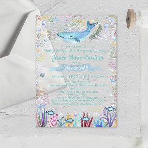Invitaciones Acrílicas Bajo el mar   Baby Shower Temático Oceánico