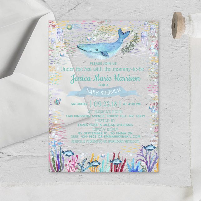 Invitaciones Acrílicas Bajo el mar | Baby Shower Temático Oceánico (Subido por el creador)