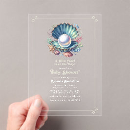 Invitaciones Acrílicas Bajo el mar Tema Pequeña Perla Baby Shower
