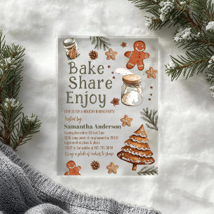 Invitaciones Acrílicas Bake Share Enjoy Navidades Verdes y Marrones