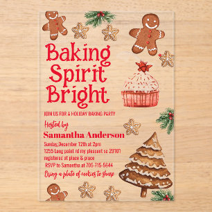 Invitaciones Acrílicas Baking Spirit Bright   Navidades Cookie Exchange