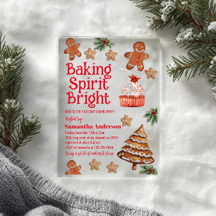 Invitaciones Acrílicas Baking Spirit Bright   Navidades Cookie Exchange