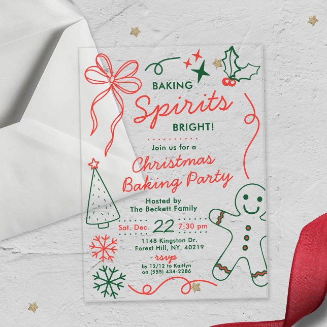 Invitaciones Acrílicas Baking Spirits Bright | Holiday Cookie Swap Party (Subido por el creador)