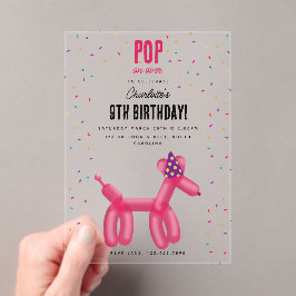 Invitaciones Acrílicas Balloon Animals Dog Kids Birthday Party Theme
