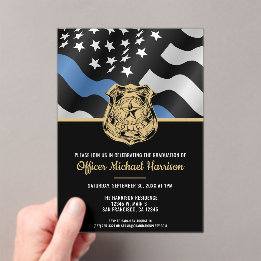 Invitaciones Acrílicas Bandera de aplicación de la ley de graduación de l