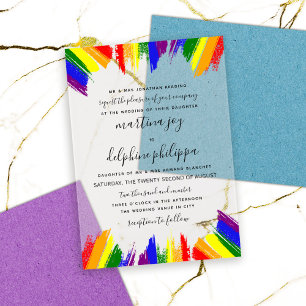 Invitaciones Acrílicas Bandera de orgullo con pinceladas de pintura boda 