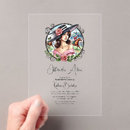 Invitaciones Acrílicas Baño nupcial inspirado en Derby "Camino al altar"