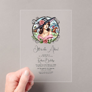 Invitaciones Acrílicas Baño nupcial inspirado en Derby "Camino al altar"
