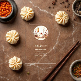 Invitaciones Acrílicas Bao en el hormiguero Baby Shower "A Little Dumplin