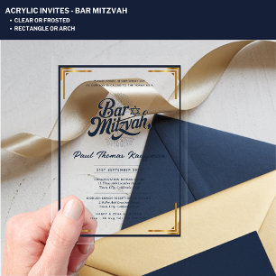 Invitaciones Acrílicas BAR de acrílico MITZVAH Calidad Minimalista
