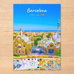 Invitaciones Acrílicas Barcelona, España - Parque Güell Mosaico Gaudí