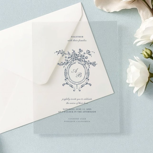 Invitaciones Acrílicas Baroque Elegant Crest Ornament Minimalist Wedding (Subido por el creador)