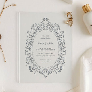 Invitaciones Acrílicas Baroque Oval Frame Wedding Acrylic Invitation