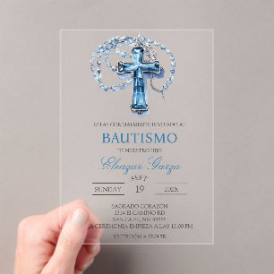 Invitaciones Acrílicas Bautismo acrílico