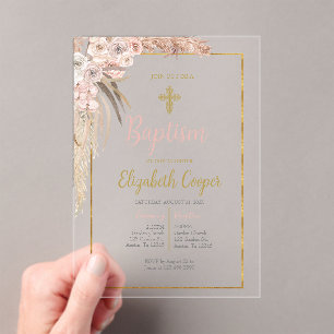 Invitaciones Acrílicas bautismo boho