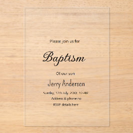 Invitaciones Acrílicas Bautismo católico niños modernos simple QR mínimo